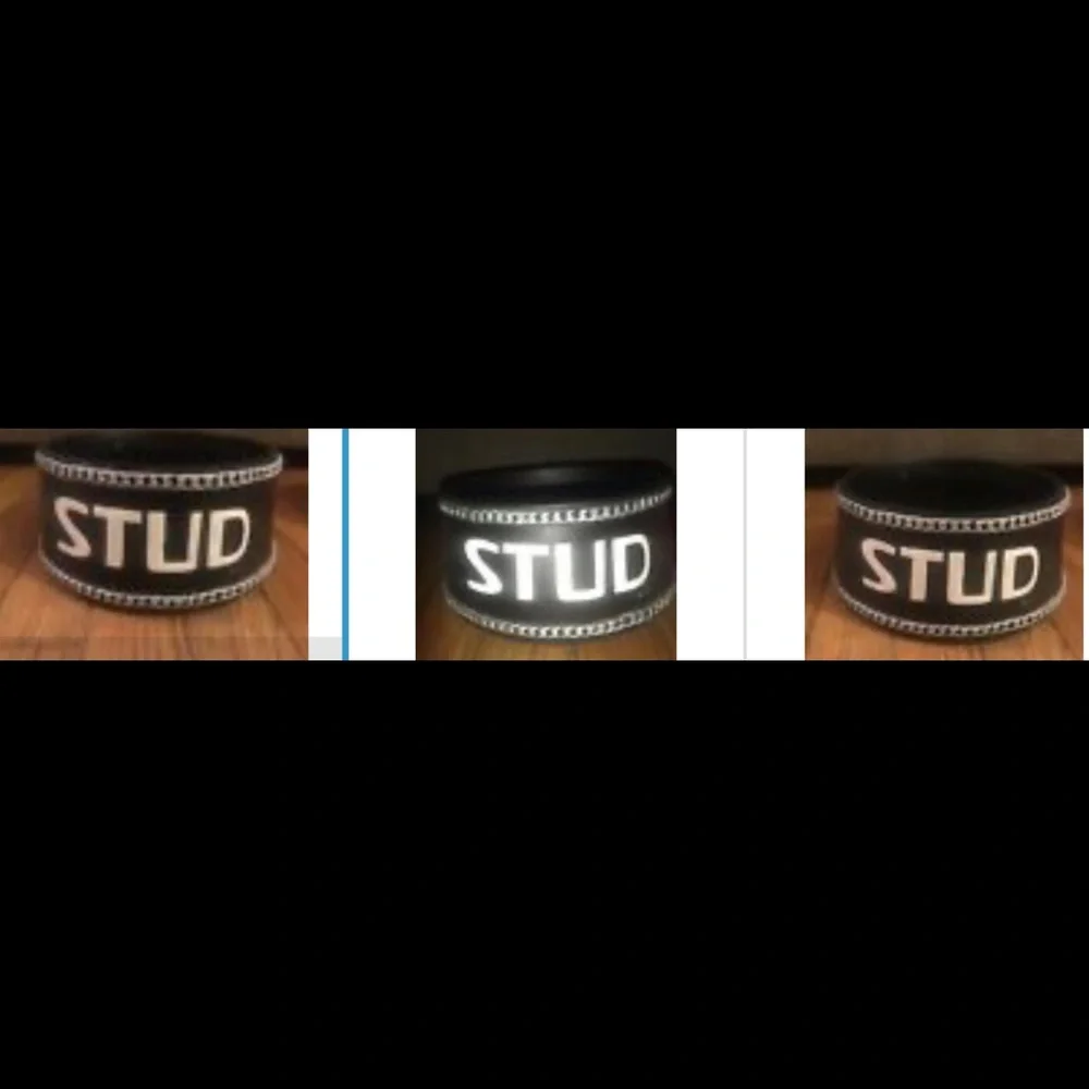 Stud Fashionable Dog Bowl Black Chain-Lined Large Poly-Resin Water Holder Feeder